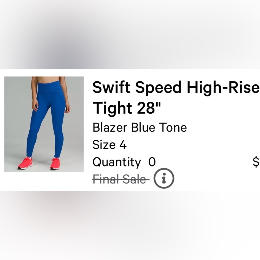 Lululemon swift speed high rise tight 28”